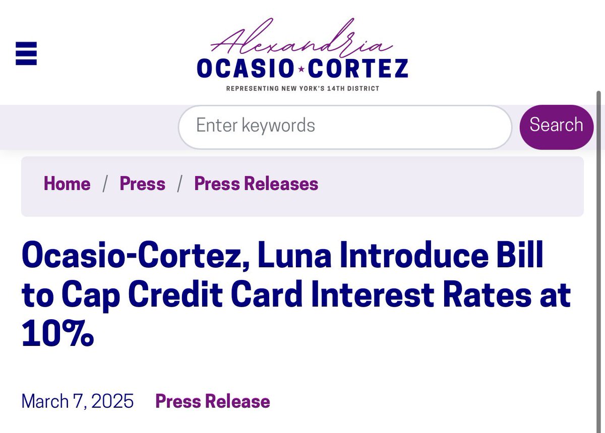 RonFilipkowski's tweet image. Just to be clear, Bernie Sanders and Josh Hawley proposed a bill in the Senate a year ago, along with AOC and Luna in the House, to cap interest rates on credit cards at 10%. It is nice that Trump has suddenly decided to get on board with it in an election year.