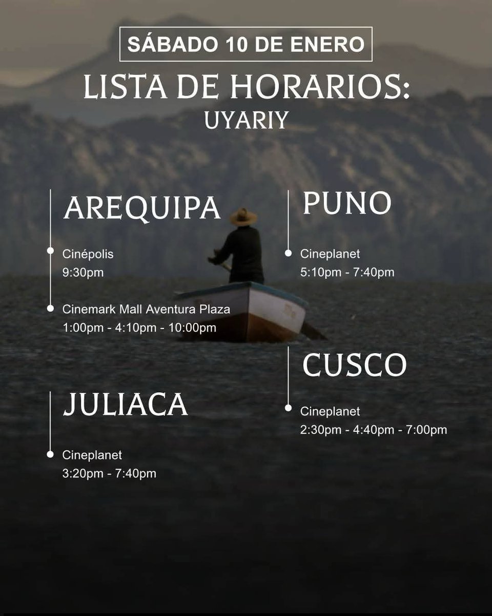 tikapuka's tweet image. Primero cortan salas de exhibición y censuran. Por ende, mucha gente cree que no podrá verla. Ahora abren horarios y querrán decir que no hubo asistencia. Así que difundamos muchísimo: hoy sábado #10nov #Uyariy está en cines de Lima, Cusco Puno y Arequipa. ¡Vamos!