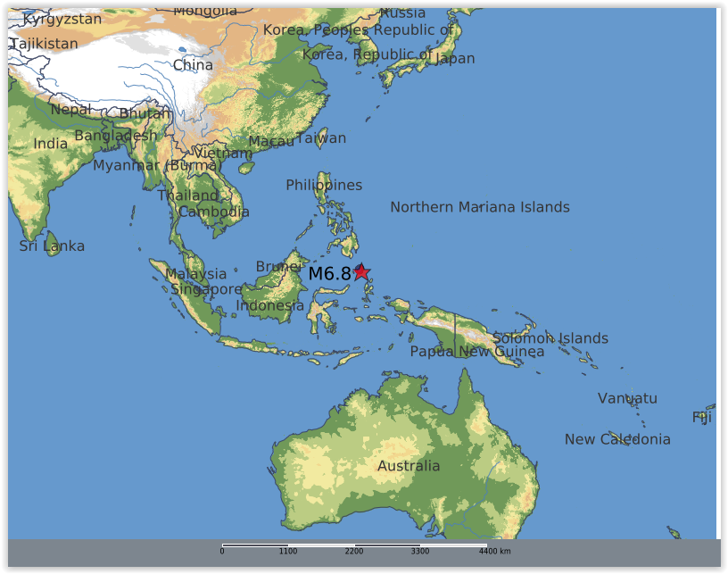 QLARM's tweet image. EARTHQUAKE M6.8. Origin Time: 2026-01-10 14:58:28 UTC, Talaud Islands, Indonesia (3.64 ; 127.02), Depth: 91.0 km, (source(s): GFZ). Estimated fatalities: 0 to 0, injured: 0 to 8. #earthquake #quake