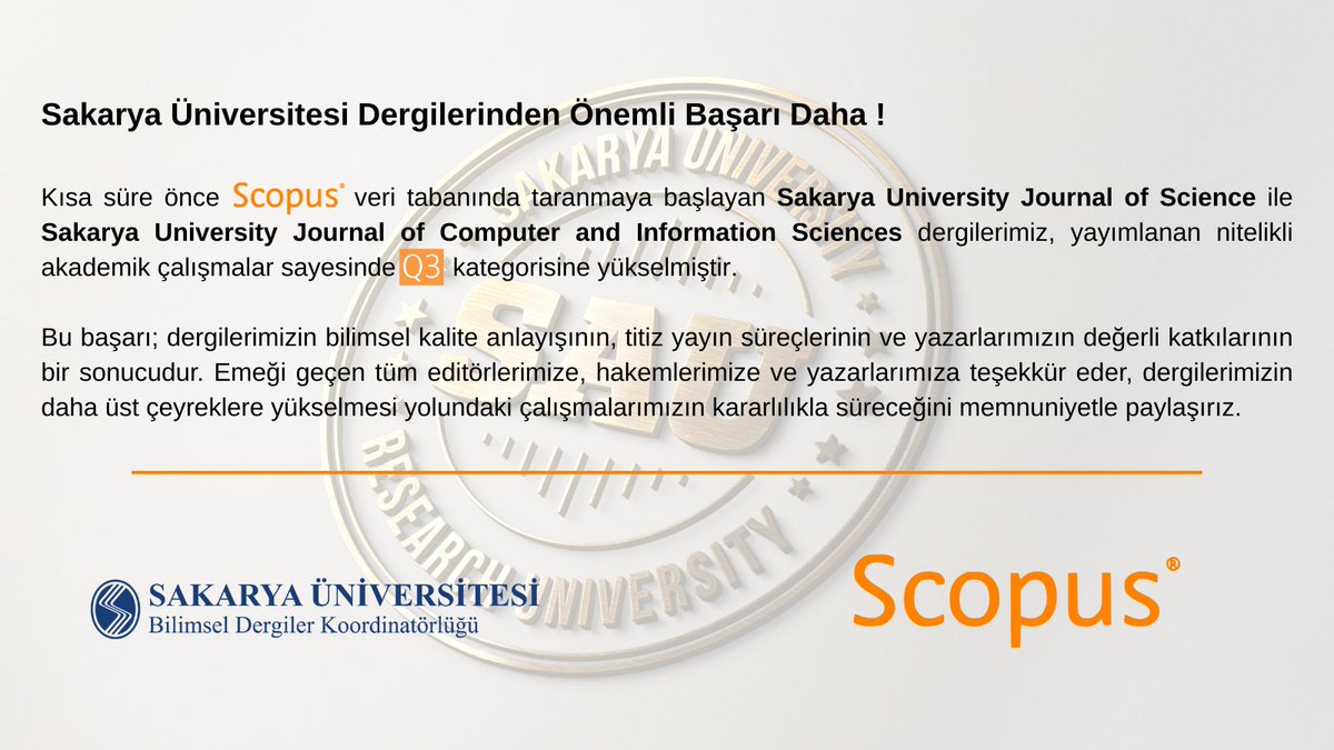 SAÜ Bilimsel Dergiler Koordinatörlüğü tweet media