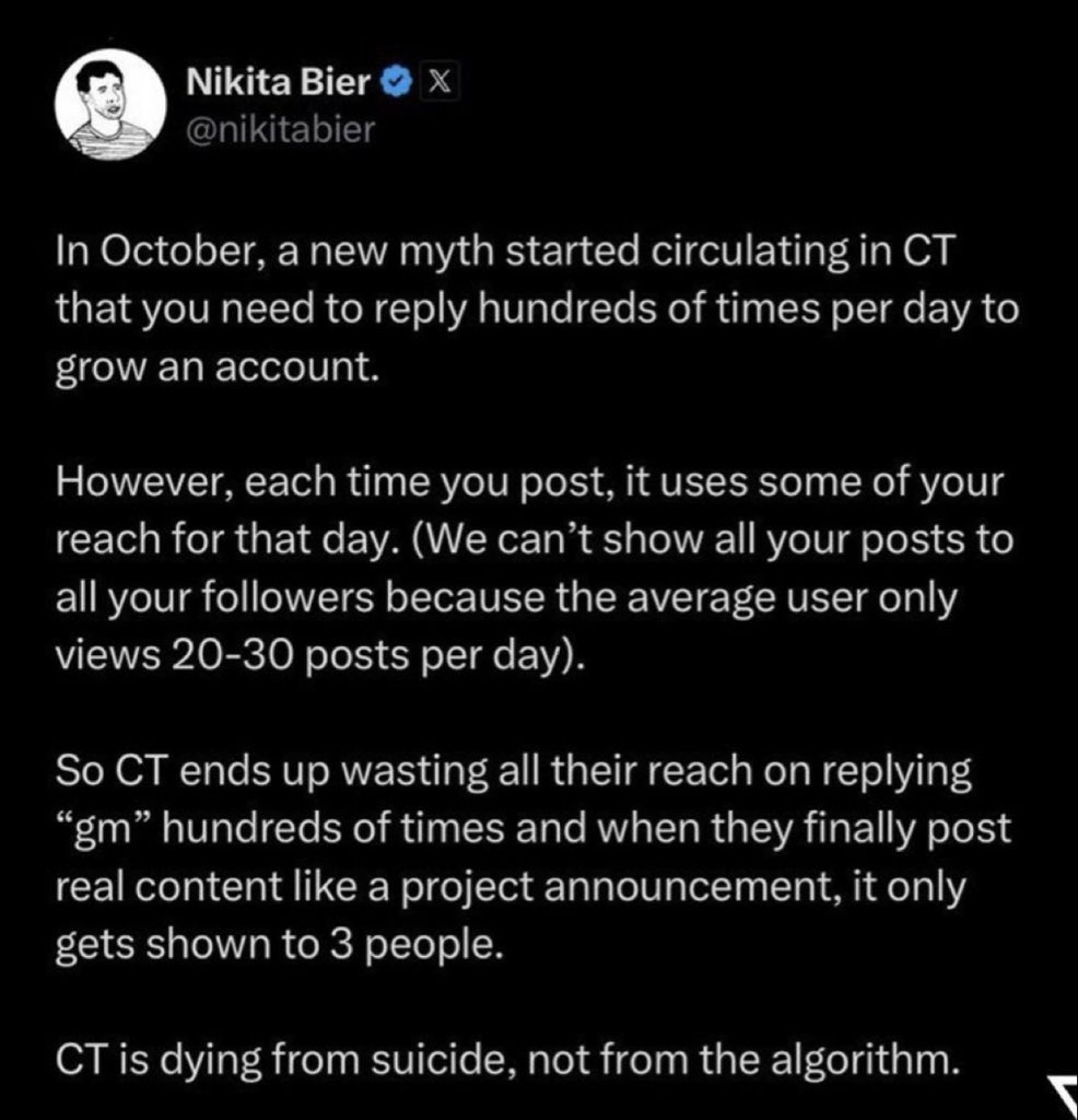 In a nutshell Nikita warning to crypto twitter > stop replying > post 1 or  2 tweets > logout
