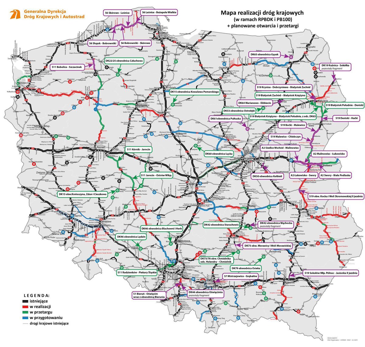 Laikā no 2002.g. līdz 2025.g. Polijas autoceļu tīkls palielinājās no 630 km līdz 5465 km.