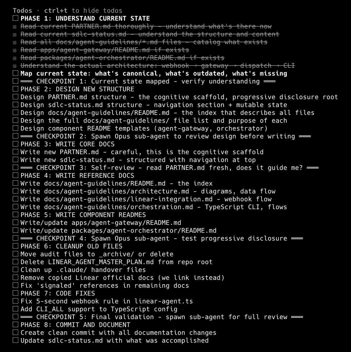 Todo checkpoints screenshot