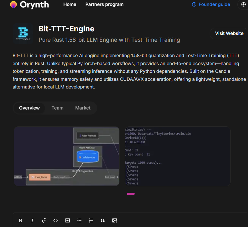DegenCapitalLLC's tweet photo. #B3T | Bit-TTT on $ORY
9k mcap
Super-fast AI engine (for running LLMS)
-Uses extremely small 1.58-bit numbers to save memory and run faster
-Improves itself during use (Test-Time Training)
-Written 100% in Rust (0 Python)
13ui3nmE7smmK3Pk8wyKb7RE6wHyMJCcWgCeMRRdoory
a lightweight, opensource, very fast, completely Rust-based alternative to Python LLM frameworks, with tiny model size and the ability to keep learning even while you're using it.