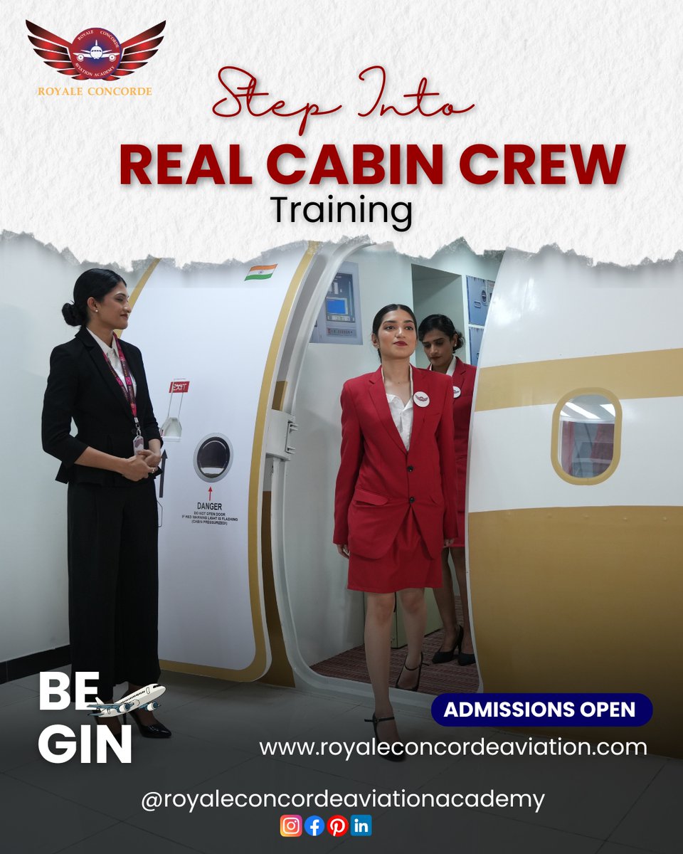 RCAAaviation's tweet photo. From mock-up cabins to real-world readiness —
Train like a professional cabin crew member from day one with industry-standard infrastructure and expert trainers.
Your journey starts on the ground.

👉 Start Your Cabin Crew Journey

#AirhostessLife #CabinCrewDream https://t.co/DiUl0kJ0RQ