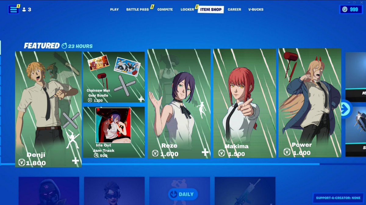 letsgocagnolin's tweet photo. CHAINSAW MAN X FORTNITE COLLAB
• 5x Chainsaw Man skins (Denji,Reze,Power, Makima) 
• 1x Sidekick (Pochita)
• Trasformations, Emoji,Glider (Devil Shark) , Emote , KeyArts, Pickaxe

#chainsawman @Fortnite #reze #fortnite

This is a concept made by me ♥️🥺 https://t.co/8CljfNwY4y
