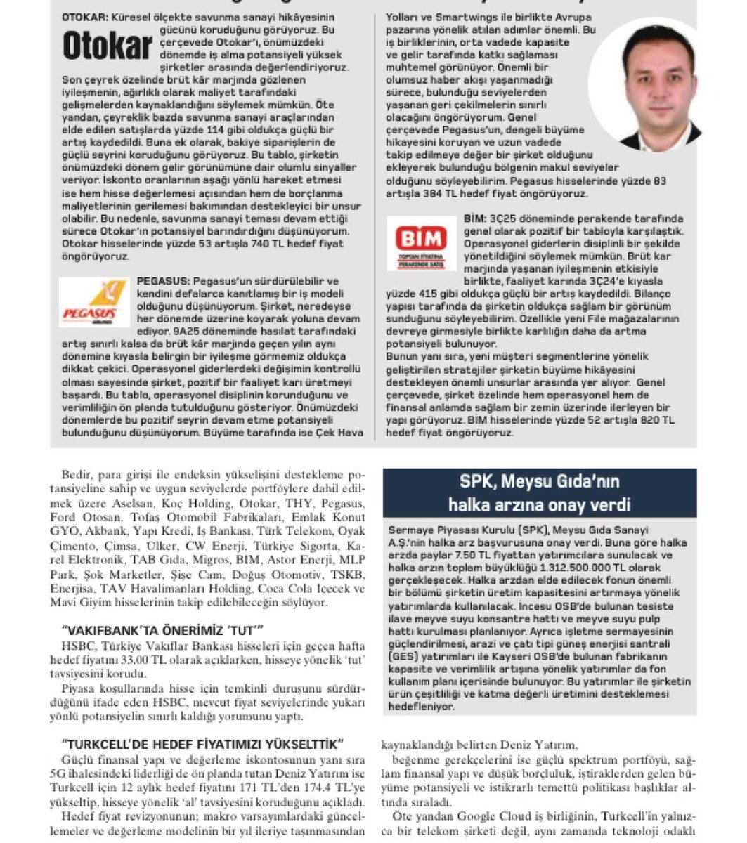 📍Para girişi ile yükselişi desteklemesi beklenen 31 hisse: (Para dergisi) 

• Faizlerin gerilemesiyle riskli varlıklara olan iştahın artacağını belirten borsa uzmanları, öncelikle bankacılık ve gayrimenkul yatırım ortaklıklarının ön plana çıkmasını bekliyor. Analistler, para