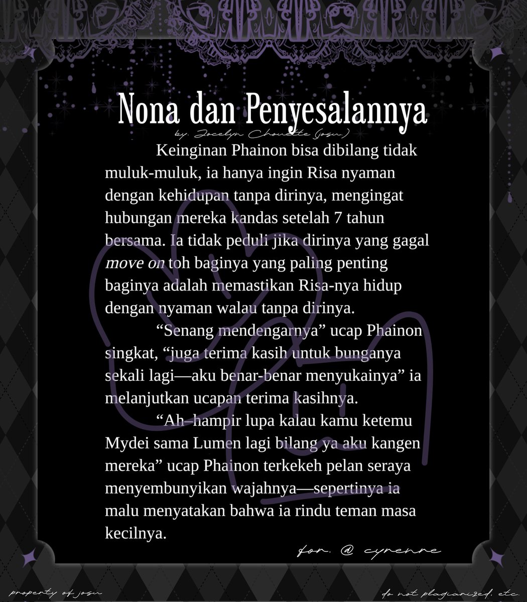 ciwpher's tweet image. — Tuan Nona Tidak Akur [series] #phairisa

 written for @cyrenre

"Will peace ever found us?"
#드림잉withchou