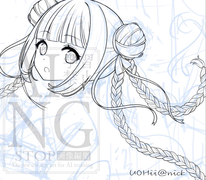 次の次の絵 三つ編み地獄がしんどい( ◠‿◠ ) #WIP