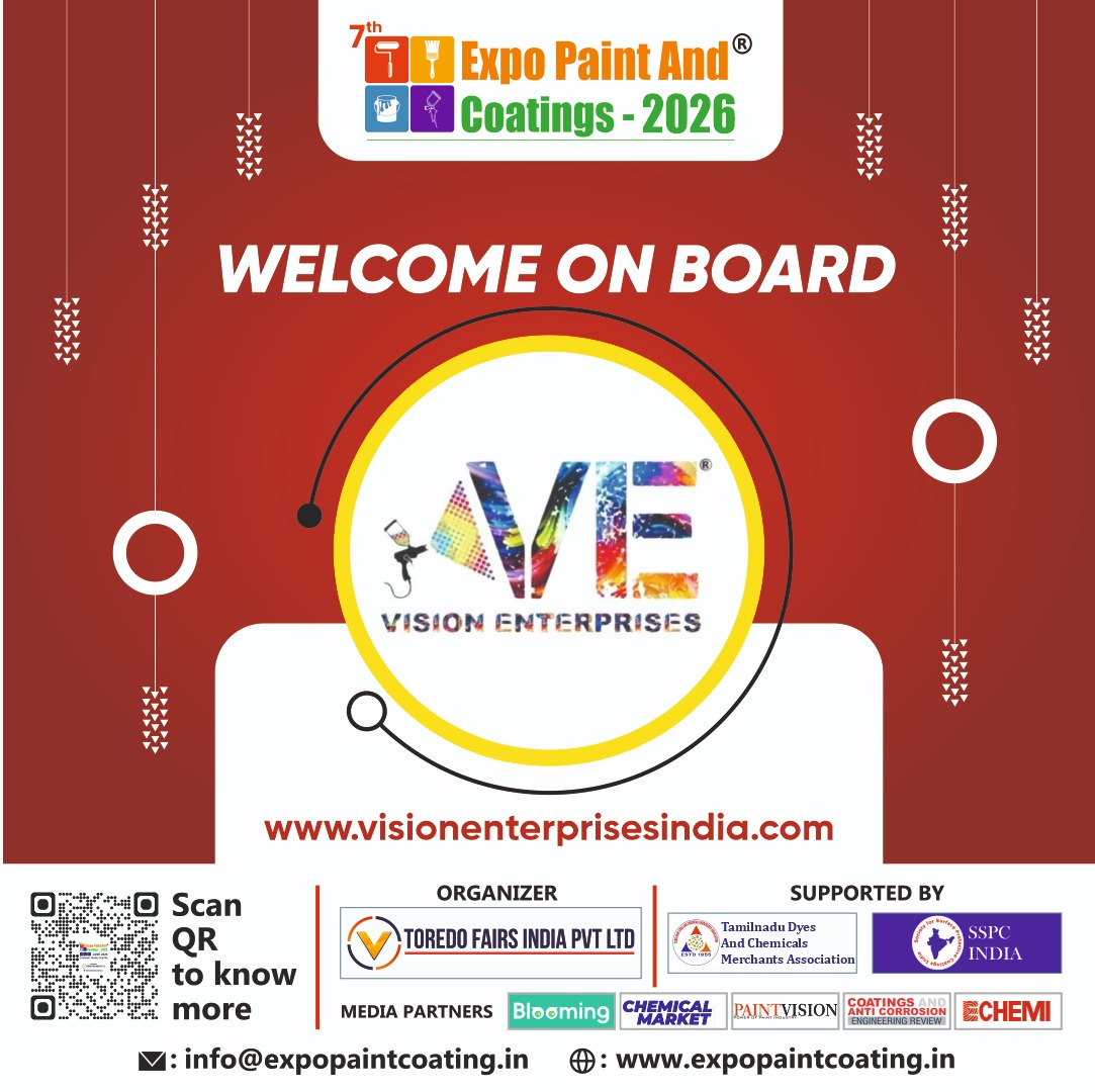 Welcoming Vision Enterprises to Expo Paint &amp; Coatings 2026! We’re thrilled to have them showcase their innovations in paints, coatings, and surface solutions at the industry’s premier gathering. 
Chennai Trade Centre, from June 11–13, 2026 
#expopaintcoating #toredofairs #epc2026