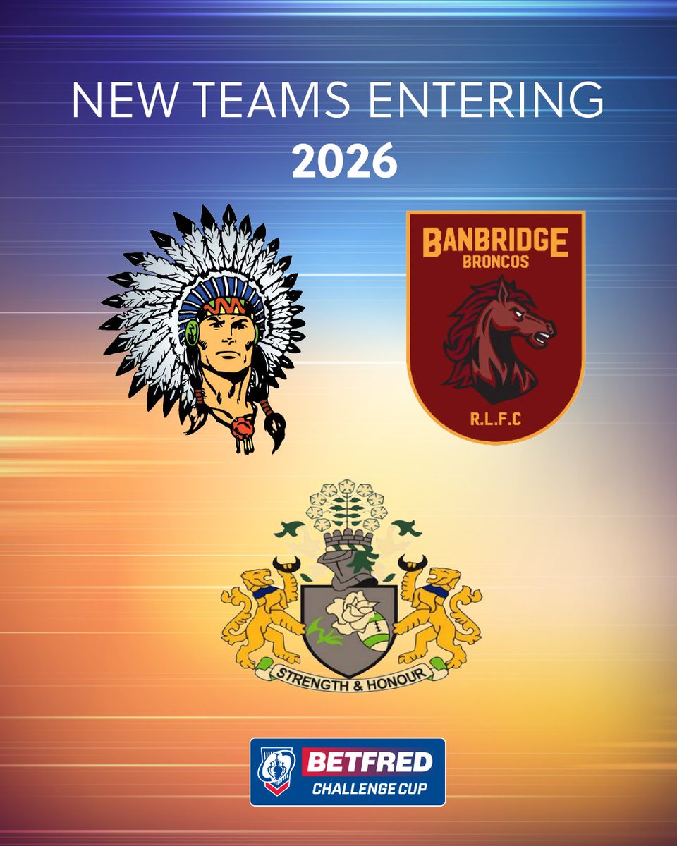 👋 Welcome to the <a href="/Betfred/">Betfred</a> #ChallengeCup!

🏆 Woodhouse Warriors, Banbridge Broncos and Kings Cross Park are making their debut in the competition this year!