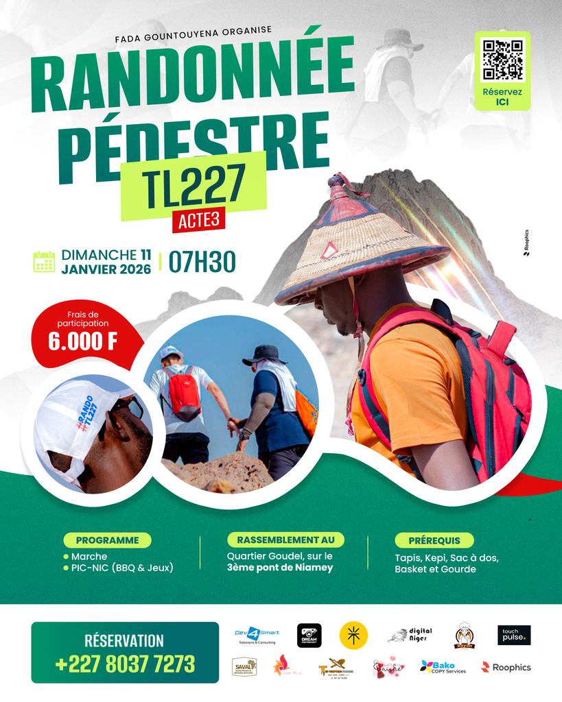 Mode #RandoTL227 🔛
Prérequis :
- Baskets 👟
- Gourde d'Eau 💧
- Casquette 🧢
- Lunettes 😎
- Tapis pour chiller 
Et surtout… la bonne humeur 😂🔥
📍 3e pont Goudel – 8h
NB: On démarre à l’heure !!! MERCI