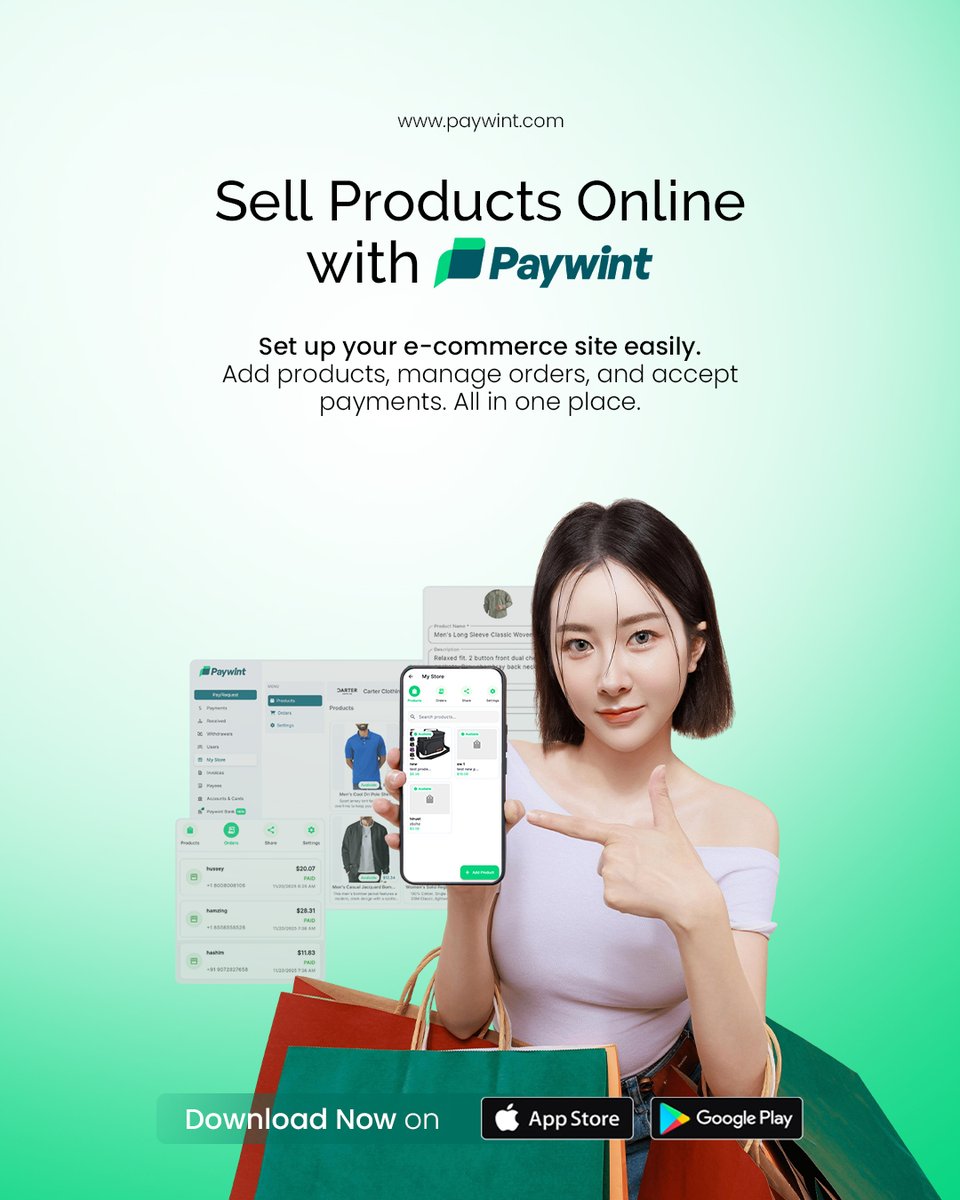 Sell products online with Paywint.
Create your store, add products, manage orders, and accept payments. All from one simple platform. Start selling smarter today.

paywint.com/sell-products-…

#SellProductsOnline #Paywint #EcommerceMadeEasy