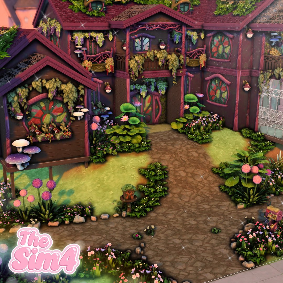 X_chloe98's tweet photo. Fairies House 💜 #TheSims4 #Sims #ShowUsYourBuilds @TheSims https://t.co/fRJVfu707u