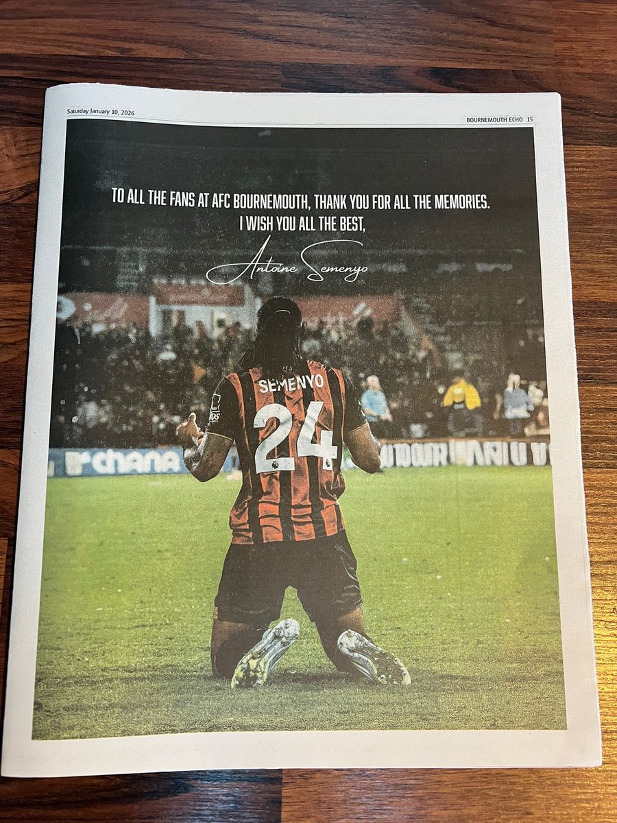 GeronimoMorgans's tweet photo. The way Semenyo handled those final days as a Bournemouth player under all that pressure says everything about him. 

With a move to City practically done, he still turned up, stepped in when the team needed him most, didn’t sulk, didn’t force anything, just stayed professional and did his job. 

The Cherries love him, and they always will.

There’s a lesson in that for every footballer when a big move is on the horizon. 

Character matters. And I’m certain he’s going to achieve even more here.