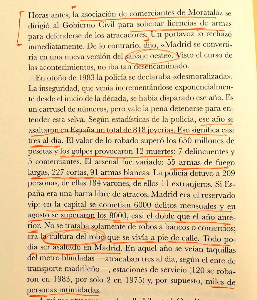 "En 1983 se asaltaron en España un total de 818 joyerías. Casi tres al día. Los golpes provocaron 12 muertes. Si España era una barra libre de atracos, Madrid era el reservado vip. Todo podía ser asaltado. En aquel año se veían taquillas del metro blindadas."