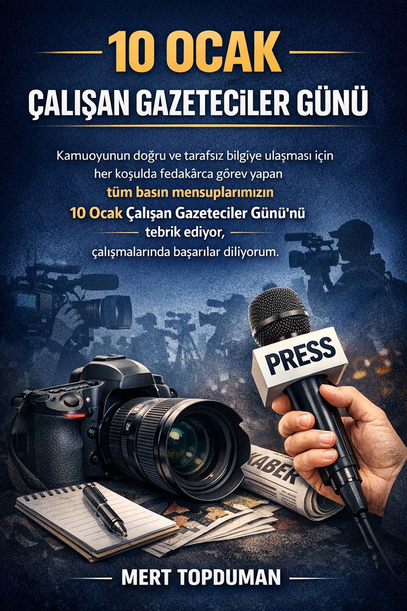 Kamuoyunun doğru ve tarafsız bilgiye ulaşması için her koşulda fedakârca görev yapan tüm basın mensuplarımızın 10 Ocak #ÇalışanGazetecilerGünü ’nü tebrik ediyor, çalışmalarında başarılar diliyorum.