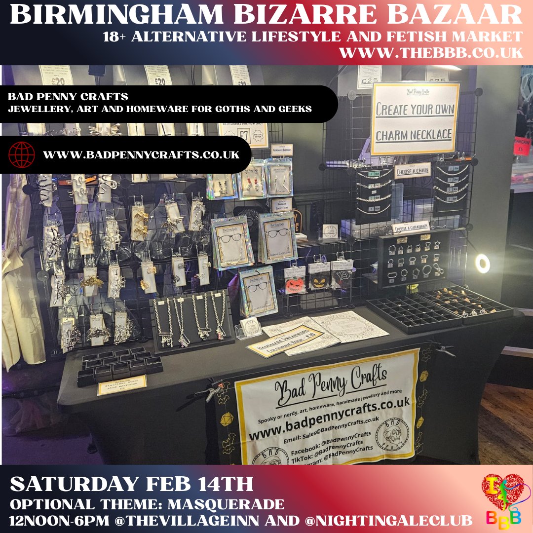 BBBAltFetBazaar's tweet photo. β¨ TRADING THIS MONTH AT BBB BAD PENNY CRAFTS!
π SATURDAY 14TH FEB β° 12NOON-6PM
π VILLAGE INN/NIGHTINGALE CLUB
https://t.co/Qg93xlUTSB
#BBBTraders #AltTraders #IndependentMakers #SupportSmallBusiness #HandmadeUK #UKMaker #AltFashion #QueerOwnedBusiness https://t.co/n18G88Htpt