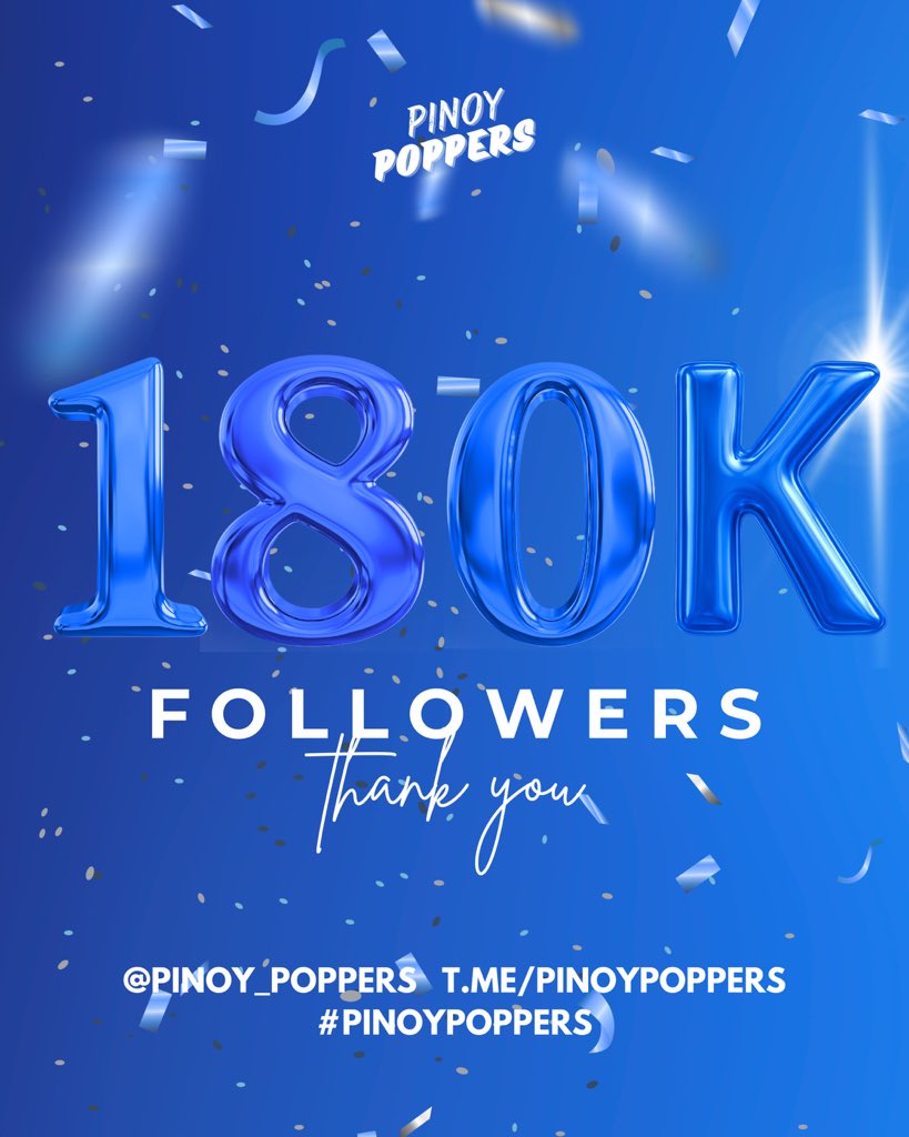 180,000 followers and still growing ☝🏻✨

Hindi ‘to mangyayari kung wala kayo.
Maraming salamat, Pinoy Poppers fam 🇵🇭🔥

#PinoyPoppers #PoppersPhilippines #Poppers #PoppersManila