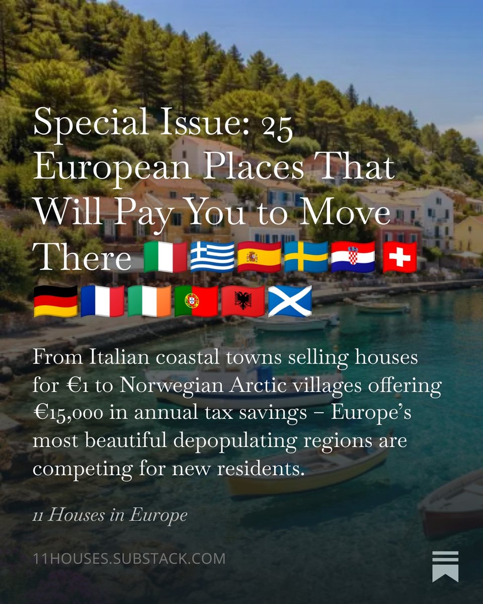 fipa's tweet image. Pokud vás už západní způsob života unavuje, existuje překvapivě hodně míst v Evropě, kde vám zaplatí za to, když se tam přestěhujete.

A kdo chce odkaz na plný článek, stačí přesdílet a poslat mi DM s vaším e-mailem, když je taková pěkná ladovská sobota! ✌️❄️…