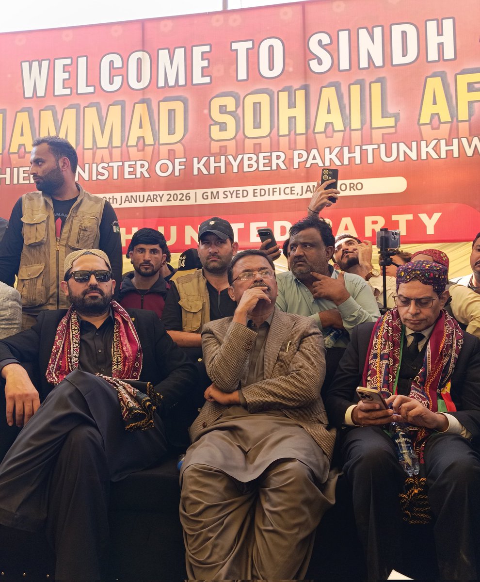 Sayed_ZainShah's tweet photo. I extend a welcome to the Chief Minister of Khyber Pakhtunkhwa and to Salman Akram Raja on their presence at the historic G.M. Syed Edifice in Jamshoro. At a time when constitutional rule, provincial autonomy, and democratic space are under grave threat. Dialogue among democratic forces remains essential as we collectively resist authoritarianism and reaffirm the principles of federalism, rights, and dignity of the federating units.