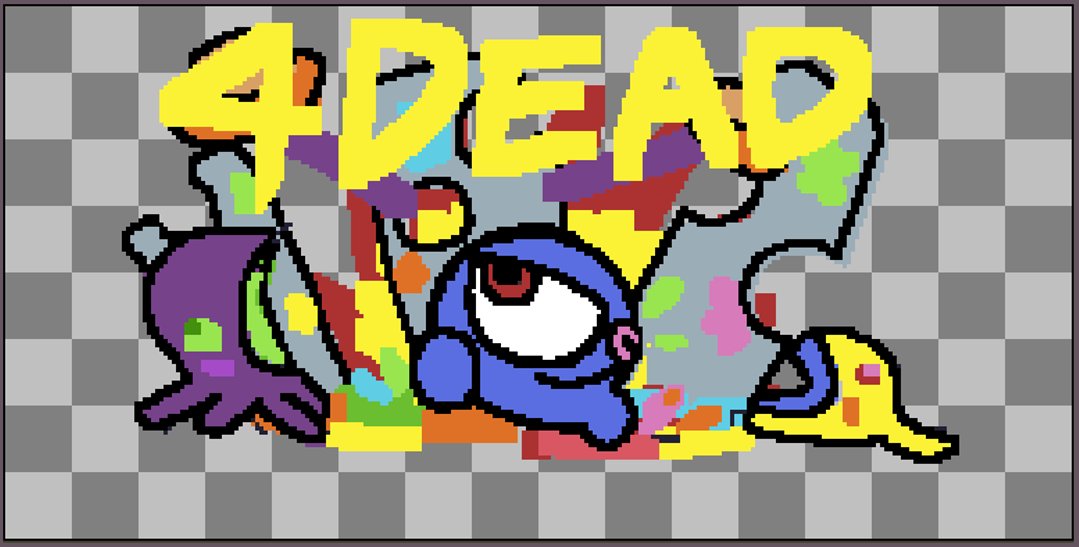 KishiroUnity's tweet image. 4秒でしぬゲーム「4DEAD」開発中！
キービジュアル案ラフ描きました。
カラフルポップにしてみました！
#スーパーゲ制デー