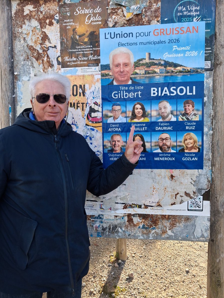 Aujourd’hui, collage sur la commune de #Gruissan
Aux côtés de notre tête de liste <a href="/GilbertBiasoli/">Gilbert Biasoli</a>  , mobilisés pour porter un véritable projet de renouveau.
N’oubliez pas de voter pour le changement !
L’Union pour Gruissan 🇫🇷
#ElectionsMunicipales2026