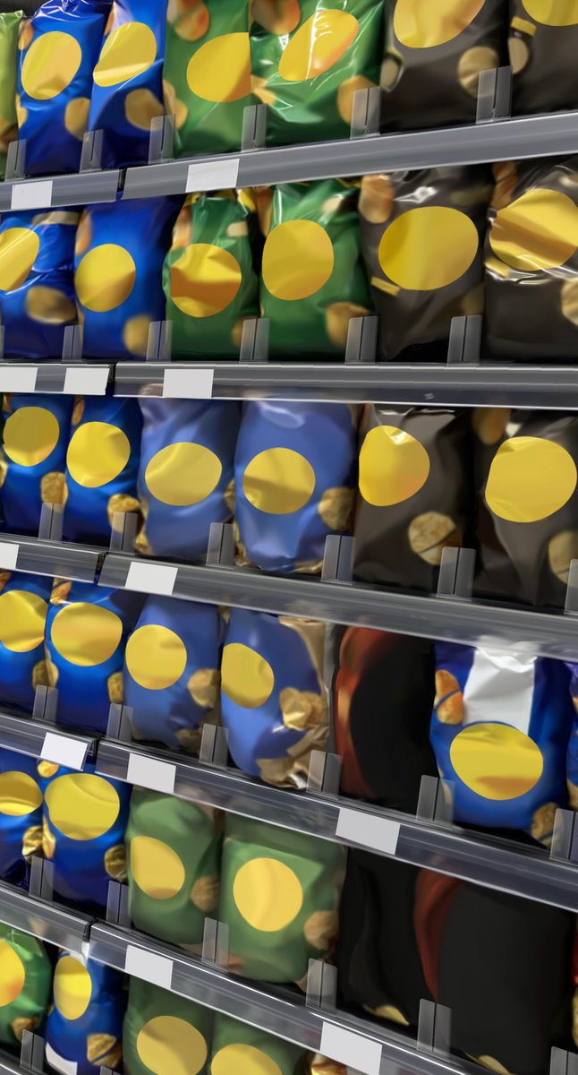 whatsontheshel1's tweet image. Colorful, fully stocked chips &amp;amp; snacks aisle, tightly organized and visually bold in a grocery store.

shutterstock.com/g/Hitra?rid=19…

#Lays #Doritos #Pringles #Cheetos #Ruffles #TortillaChips #SnackAisle #GroceryStore #Supermarket