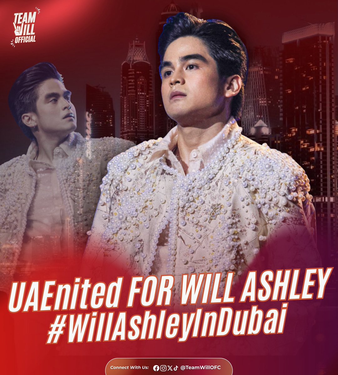 TeamWillOFC's tweet image. Will Ashley is taking the stage in Dubai for Konsyerto Para sa Pilipino! 🇵🇭✨

Help us celebrate this milestone and show your love loud and proud. 🥳

UAEnited FOR WILL ASHLEY
#WillAshleyInDubai