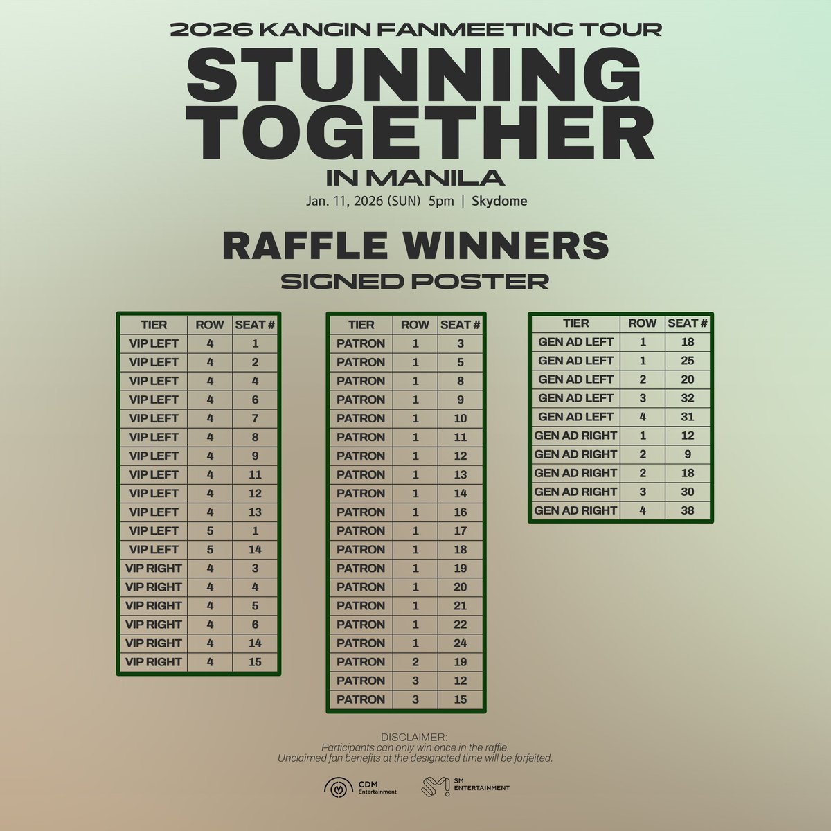 Congratulations to all our Manila raffle winners! 🥳🇵🇭

You may claim your prizes at the Help Desk on show day.

#KANGIN #2026KANGINFANMEETING
#2026_KANGIN_STUNNINGTOGETHER_IN_MANILA
