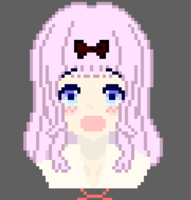 RisRice000's tweet photo. ドット絵練習[DOT-2]

髪の毛の練習で藤原千花を書きました
左が模写で右がGeminiアドバイスで影やハイライトを使たものです！
影とハイライトを付ける部分が適当すぎるので要��強
アンチエイリアスもやりすぎ...？
模写だけじゃなくデザインも頑張ります！

#ドット絵 https://t.co/Rp8VeaDguO