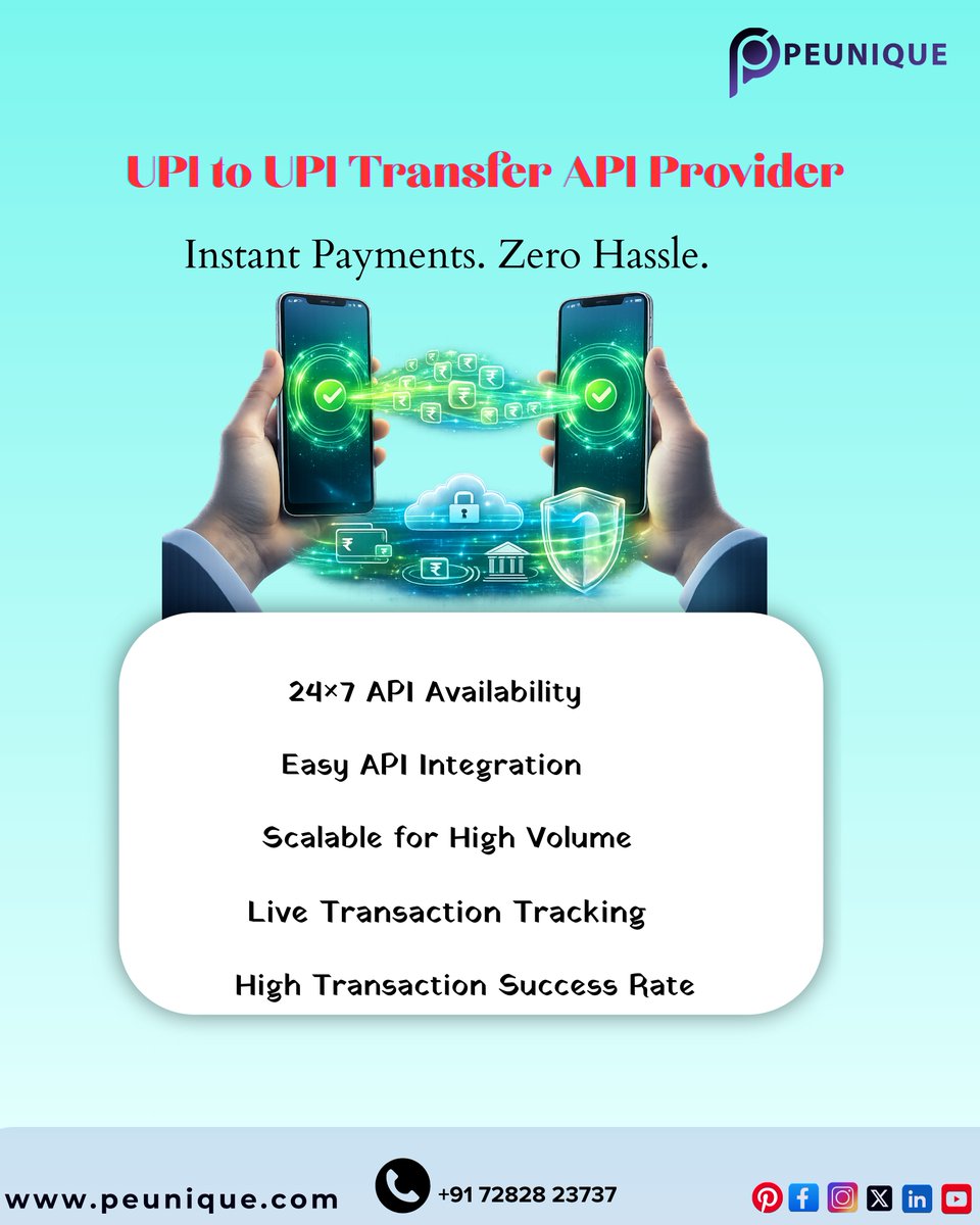 pe_unique's tweet photo. Power your platform with PeUnique – Best UPI to UPI Transfer API Provider in India 💸
Enable instant payments, seamless API integration, 
🌐 Website: https://t.co/c0IbodVh1q
📞 Call Now: +91 72828 23737

#PeUnique #UPIAPI #UPIToUPI #DigitalPayments #FintechIndia https://t.co/Is6Fr9CXl0