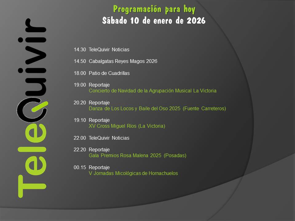 Programación para hoy 10 de enero en TeleQuivir.
Recuerda que puedes ver la televisión de la comarca en abierto en la TDT HD, y si vives fuera de ella, online en nuestros canales de Youtube y Twitch. ¡Suscríbite!
youtube.com/@telequivir/li…
twitch.tv/telequivir