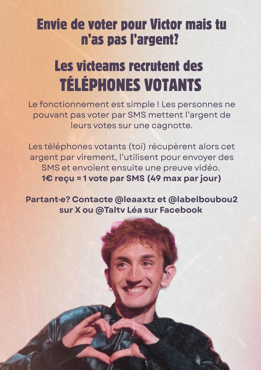 La team Victor cherche des téléphones votants ! 

#StarAcademy #StarAcademyLeLive