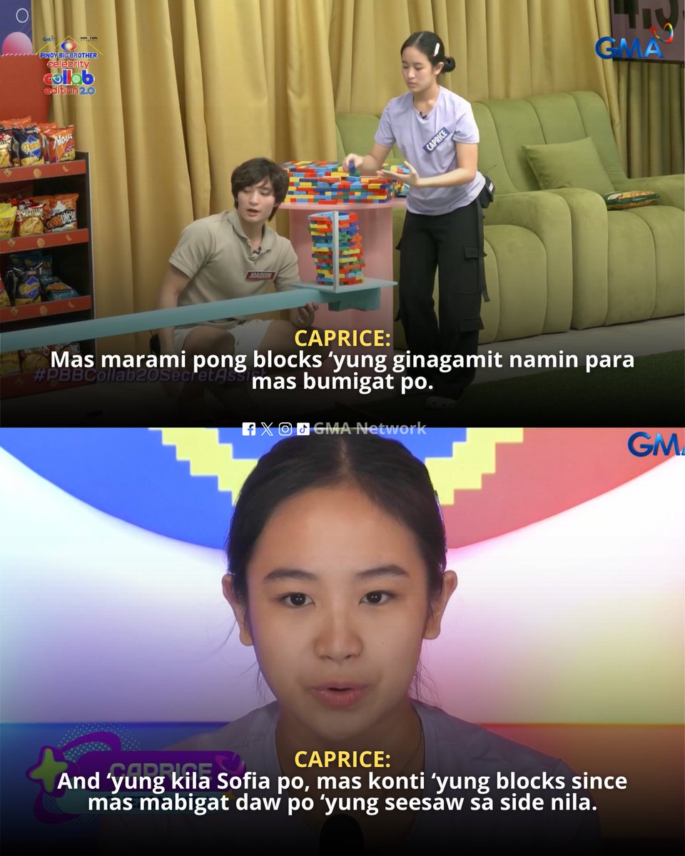 gmanetwork's tweet photo. #PBBCollab20SecretAssist: Nakuha mo, Caprice! 👏🏻

Watch #GMAPBBCollab on weekdays at 9:40 PM and on weekends at 6:15 PM on GMA! 

For PBB All-Access Livestream, visit: https://t.co/Wy2tyyCcUl https://t.co/4IbRRcRBaa