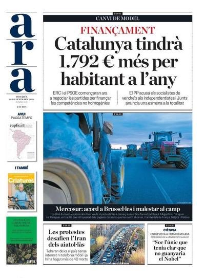 Si es complís, cosa que tothom sap que no passarà, són 4.700 milions d’€ dividits per 8 milions d’habitants, és a dir 587€/habitant. S’ha de ser un autèntic pocavergonya i indigent intel·lectual per fer una portada com aquesta.