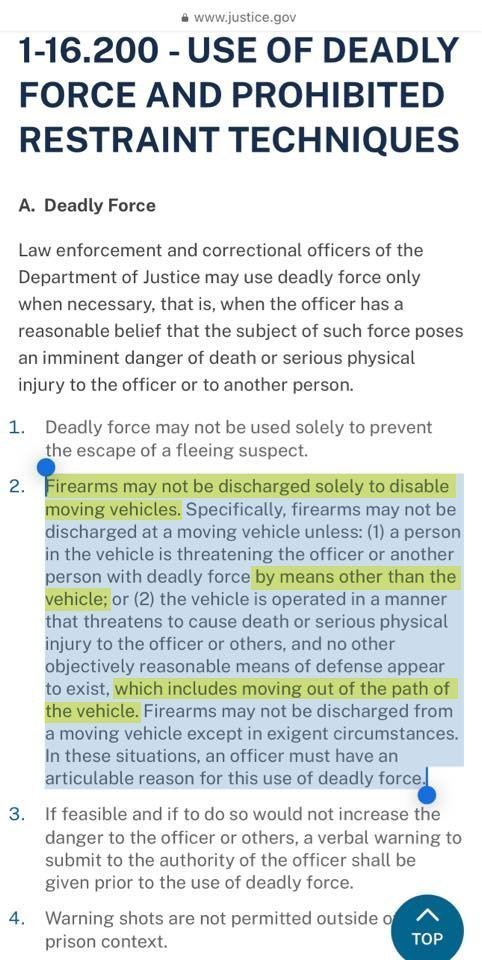 BrianCWorldwide's tweet photo. Except it won't. This isn't the same as Kyle Rittenhouse's case. Renee Good didn't have a gun aimed at him, and in DHS' own rulebook, a car isn't a good enough reason to shoot someone in self defense if they can move out of the way, which the ICE agent could https://t.co/VhZa9Z8dpn