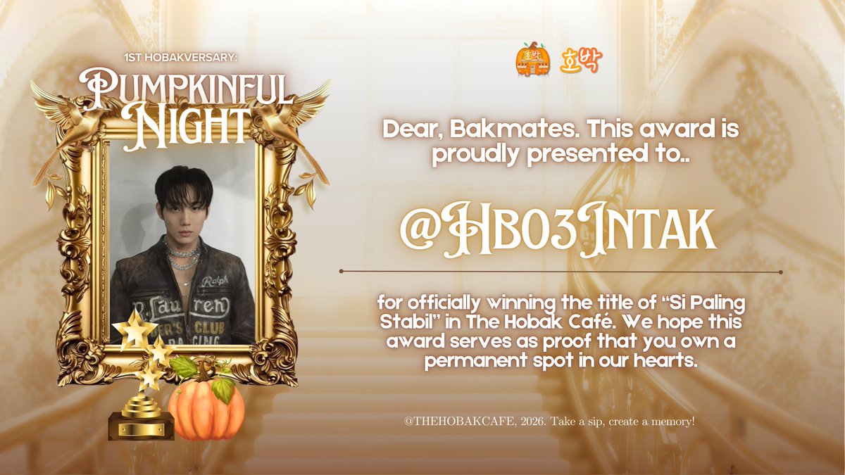 HBxRYOTA's tweet image. Huge congratulations @HB97CHAEYEON @HB03SUNGHO on winning “si paling anteng”, and congrats to @HB99WEILONG @HB03INTAK for “si paling stabil” Thank you for adding your own color to Hobak. 🏆🧡