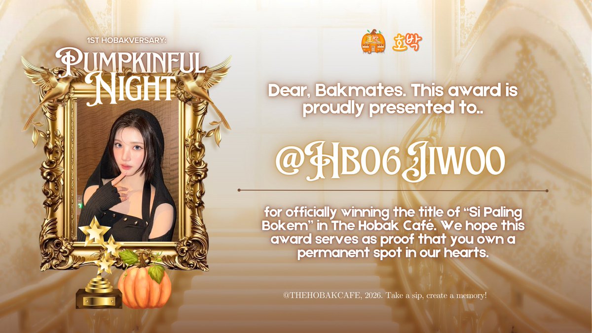 HOBAKCARD's tweet image. Round of applause for @HB96KHB @HB99YERI for “si paling jamet”, and congratulations to @HB06JIWOO @HB07LEESEO for “si paling bokem” Thank you for making Hobak such a fun home. 🏆🧡