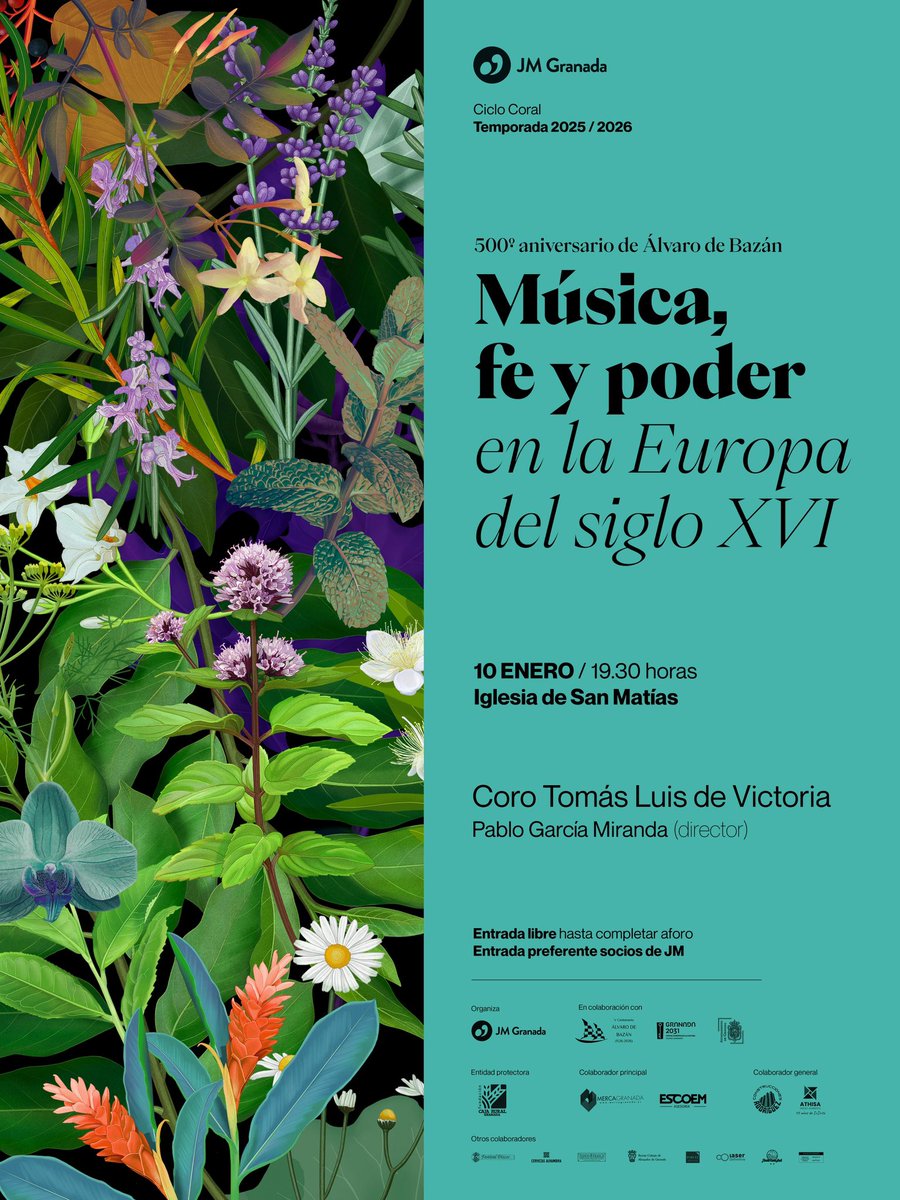 Hoy conmemoramos el V Centenario de Álvaro de Bazán con el programa “Lepanto. Música, fe y poder en la Europa del siglo XVI.”
Obras de Guerrero,Victoria, Palestrina, Gabrieli, Morago y Parsons.
19.30 h, Iglesia Imperial de San Matías.

#ÁlvaroDeBazán #GranadaCapitalCultural