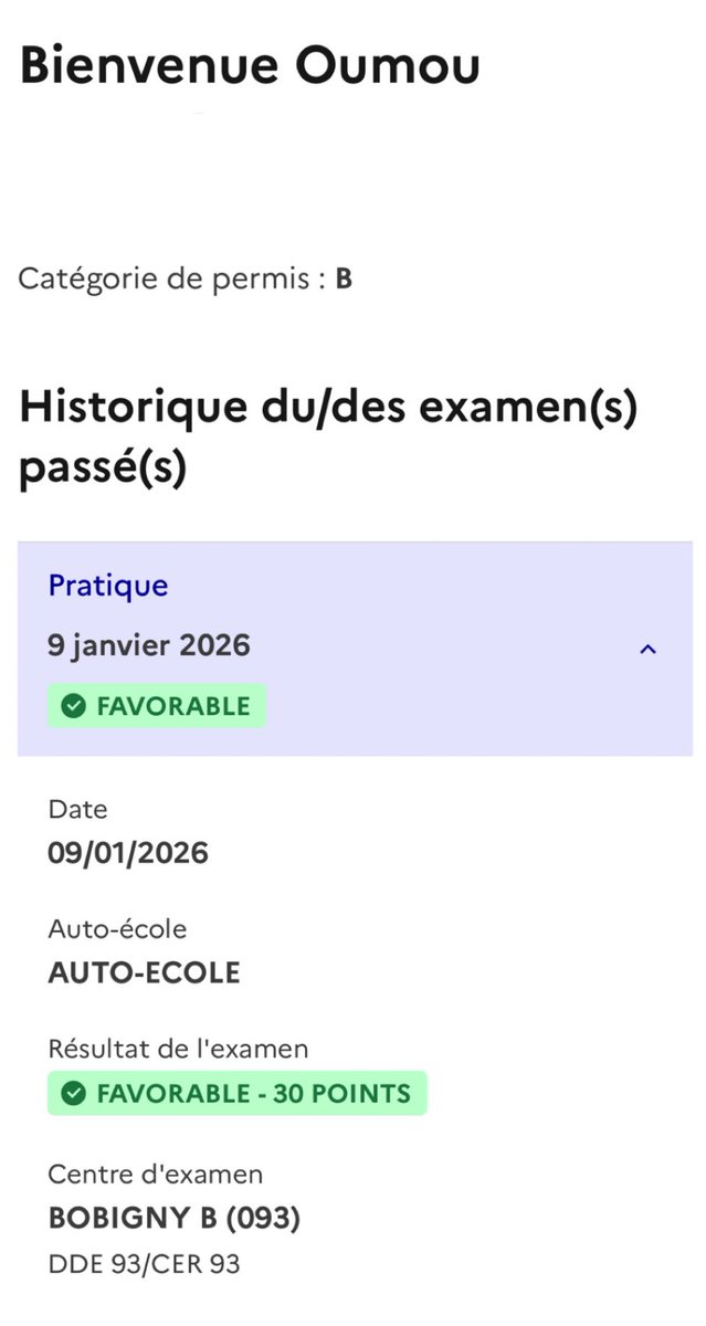 oumsitaa_'s tweet photo. PERMIFIEEEEE DU PREMIER COUP AVEC 30/31, PLUS DE VIDEOS DE PARCOURS, PLUS D’ARGENT DANS LES AUTOS ECOLES, PLUS DE STRESS, PLUS DE PRESSION 
AL HAMDOULILAH TOUJOURS !!!!!🥳🥳🥳🥳🥳🥳🥳🥳🥳🥳🥳 https://t.co/ufyJKtJffd