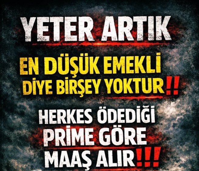 YETER ARTIK !!!
BU ADALETSİZ DÜZENE SON VERİN !!!

#EmeklilerHakiçinBakırköyde