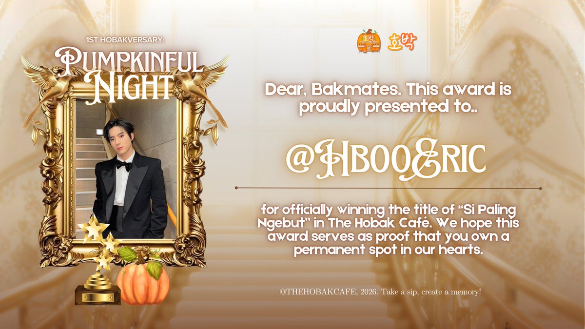 HBxAARON's tweet image. Big congratulations to @HB99YOUJUNG as the winner of “si paling sopan”, @HB01SUNGCHAN for taking “si paling lempeng” and @HB00ERIC “si paling ngebut”. Thank you for showing up and making Hobak more colorful. 🏆🧡