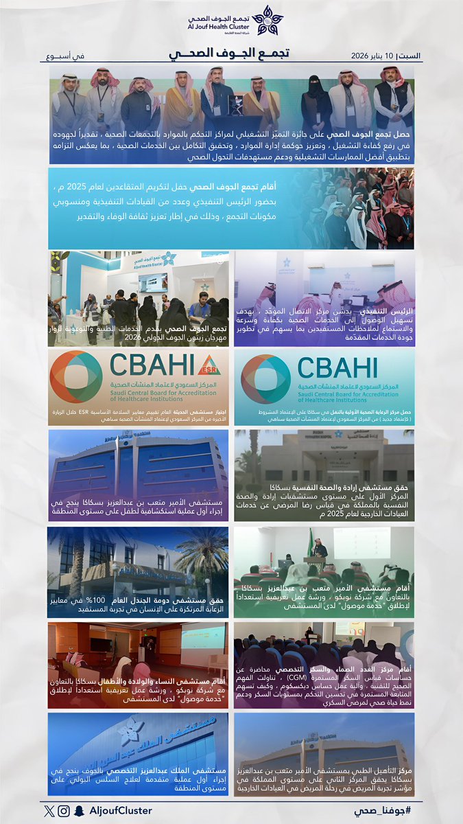 AljoufCluster's tweet photo. #الموجز_الأسبوعي |🗞️  

#تجمع_الجوف_الصحي في أسبوع 
10 يناير 2026.

#جوفنا_صحي https://t.co/pNqfoPWF2s