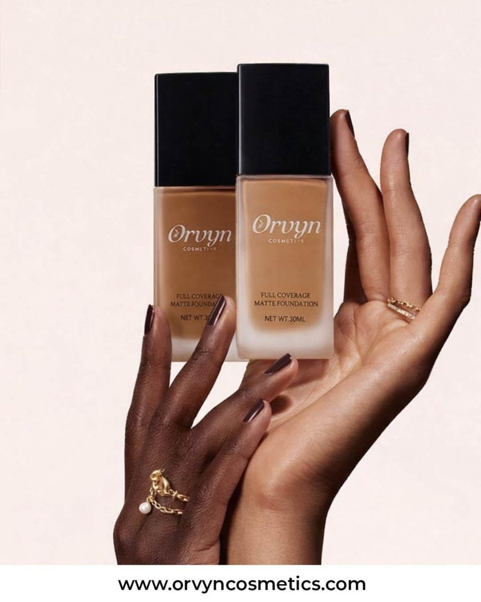 Our Full Coverage Matte Foundation isn't just about coverage; it's about finding YOUR perfect match. Light, medium, deep, warm, cool? We've got you. Because your foundation should match YOU, not the other way around. Shop now at orvyncosmetics.com 🌟