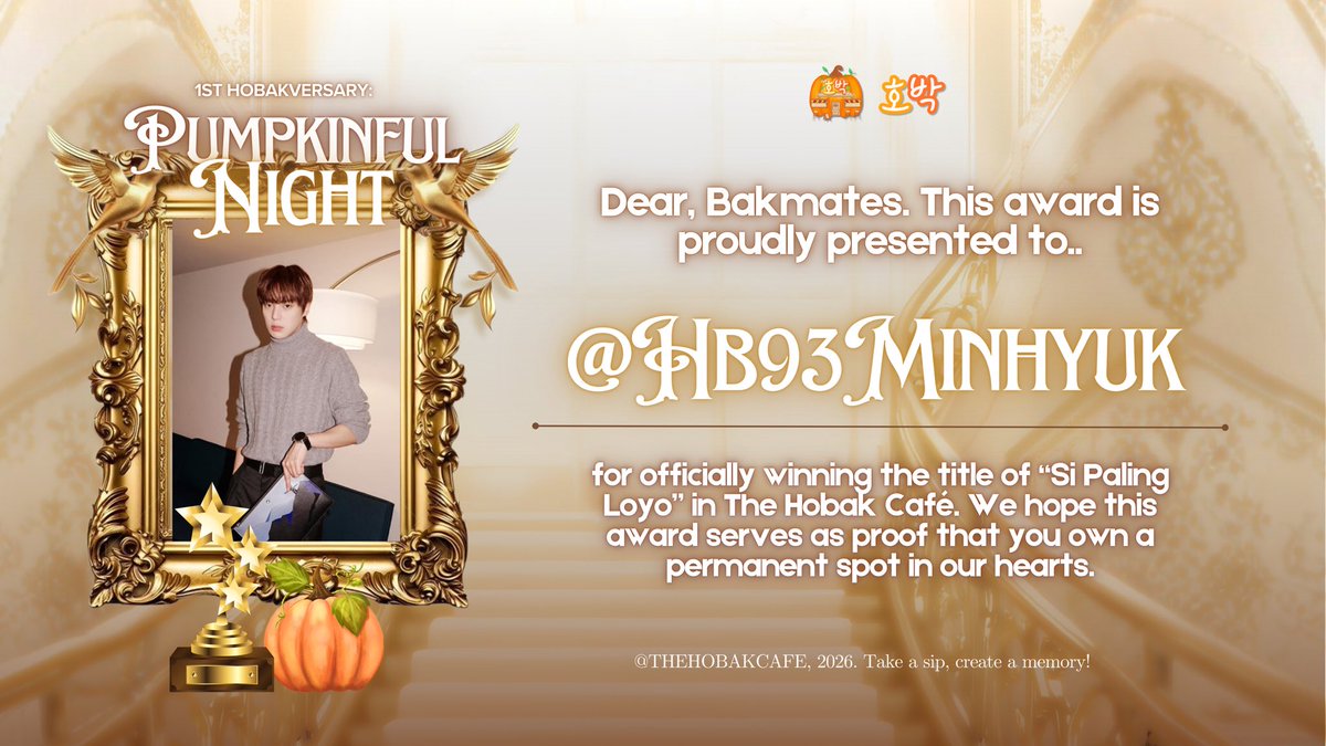 HOBAKCARD's tweet image. Round of applause for @HB04WONYOUNG for “si paling boros”, and congratulations to @HB03YUNA for “si paling jedag jedug” and last, @HB93MINHYUK for “si paling loyo” Thank you for adding color to Hobak with your presence. 🏆🧡