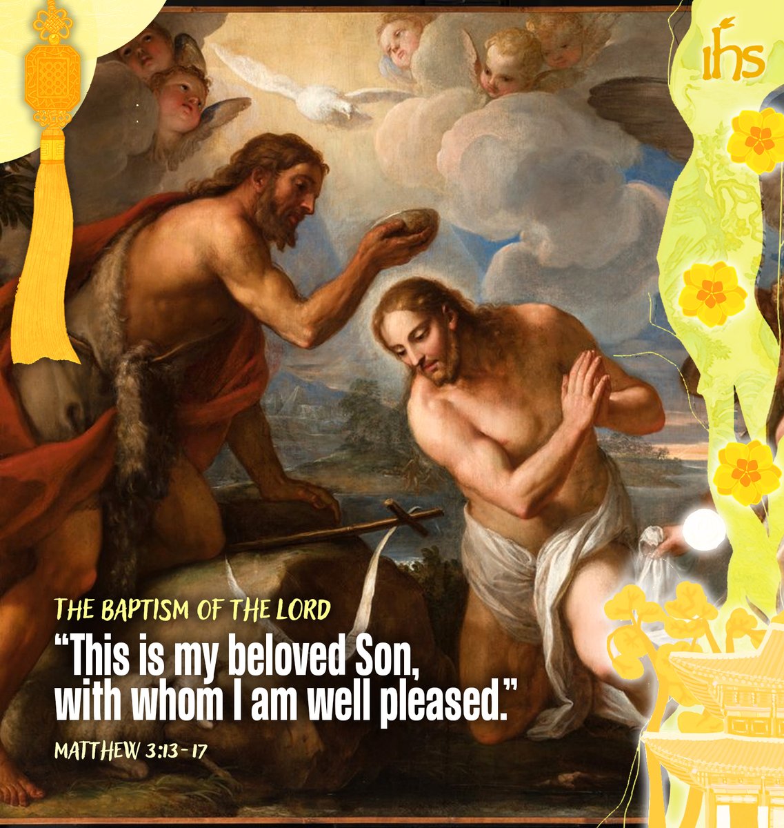 jcapsj's tweet photo. 𝐓𝐇𝐄 𝐁𝐀𝐏𝐓𝐈𝐒𝐌 𝐎𝐅 𝐓𝐇𝐄 𝐋𝐎𝐑𝐃 💛🕯️✨🎄🙏🏽⛪️
𝐄𝐧𝐝 𝐨𝐟 𝐂𝐡𝐫𝐢𝐬𝐭𝐦𝐚𝐬 𝐓𝐢𝐦𝐞

Marked by love, immersed in grace,
we follow the Beloved from wonder into witness.

Here are today's Mass Readings: https://t.co/Zq2aOI7F5l

#Jesuits #JCAP #Christmas #Baptism #Jesus https://t.co/lMWmDRoTpM