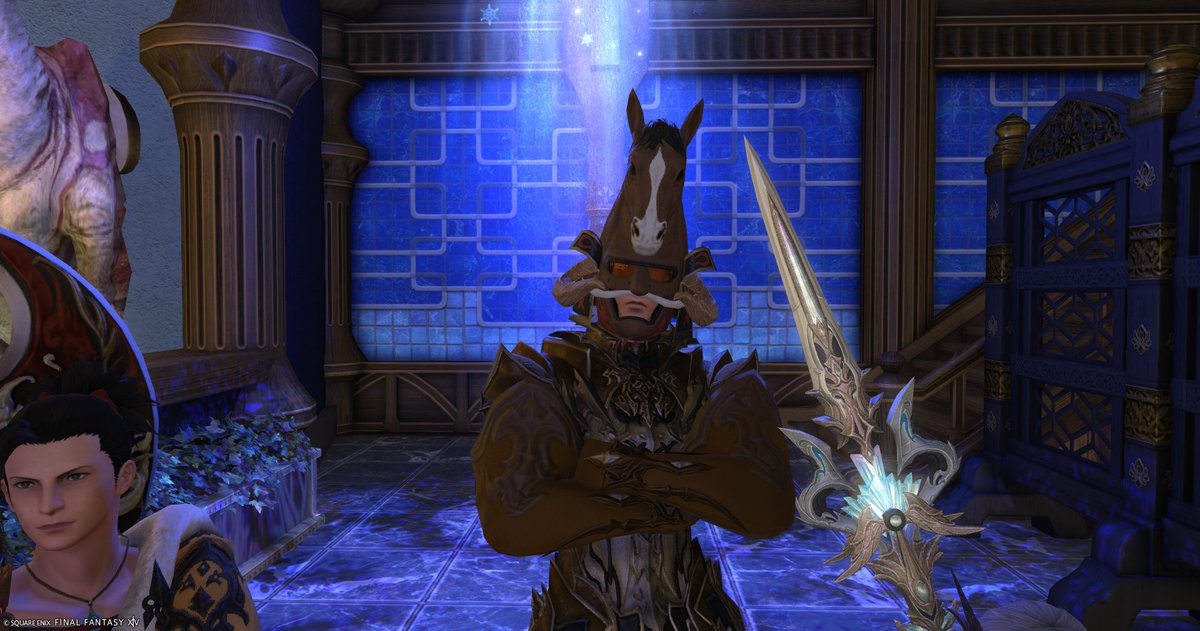 #レポリーグ #FF14 
はぁい　というわけでレポリーグのパブリックビューイング会場でした
私は馬男というかオロバスの格好