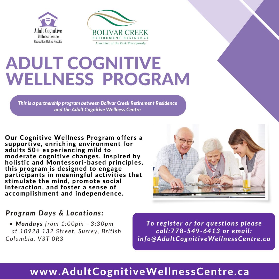 𝐀𝐝𝐮𝐥𝐭 𝐂𝐨𝐠𝐧𝐢𝐭𝐢𝐯𝐞 𝐖𝐞𝐥𝐥𝐧𝐞𝐬𝐬 𝐏𝐫𝐨𝐠𝐫𝐚𝐦📷

𝑳𝒆𝒂𝒓𝒏 𝒎𝒐𝒓𝒆 𝒉𝒆𝒓𝒆: adultcognitivewellnesscentre.ca/programs/

#dementiacentrewithoutwalls #adultdayprogram #chartwellvista #cognitivewellnessprogram #bolivarcreekretirementresidence #dementiafriendlydayprogram