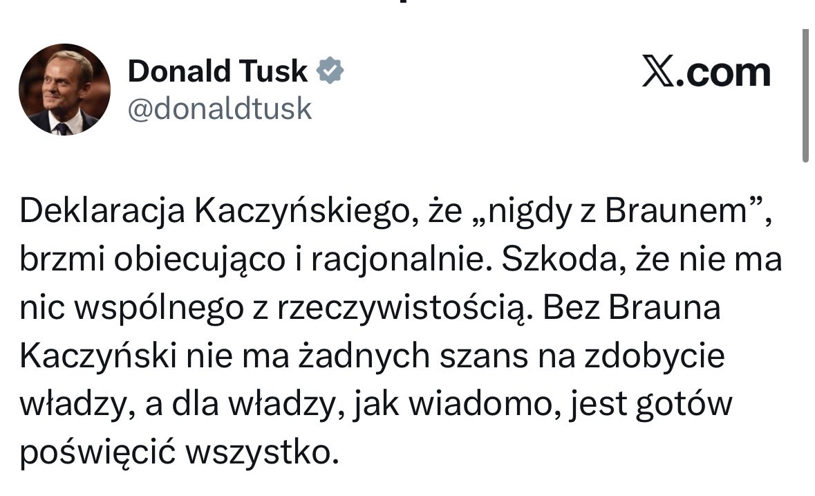 Mocne słowa jak na kogoś kto rządzi dzięki „sklejce” ludzi od pogardzanych przez III RP „faszystów” z Ligi Polskich Rodzin do PZPR-owców skompromitowanych w tzw. aferze Rywina.

I jak na kogoś kto kompletnie nic z tym nie może zrobić w obawie przed więzieniem 🙃